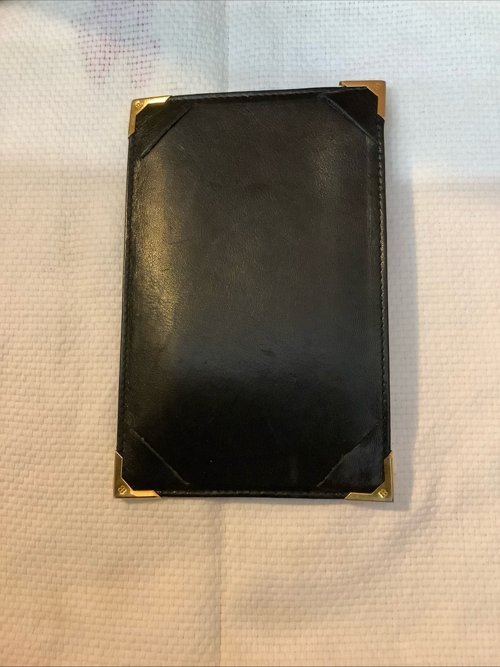 Vintage Balenciaga Paris Black Leather Notepad Holder BB Logo Gold Corners - Picture 2 of 11